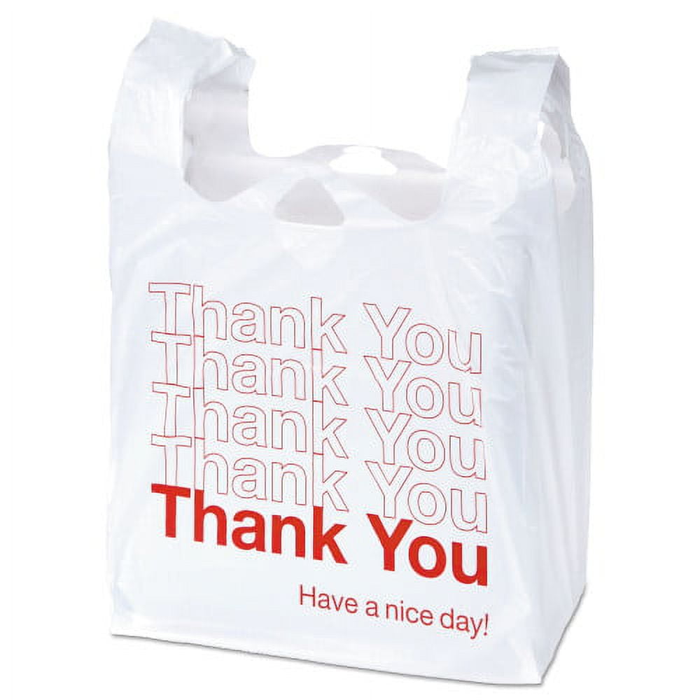 Universal High-Density White Plastic 'Thank You' Retail Shopping