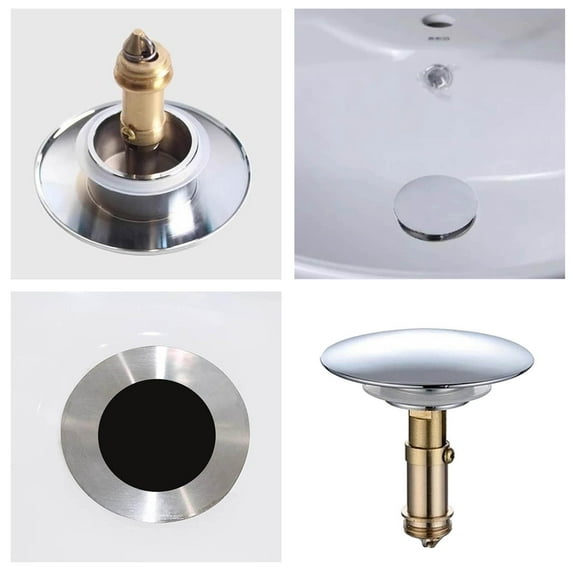 Universal 66mm Push Drain Stopper with 28mm Bouncing Core Metal Bath Plug for Basin Sewers