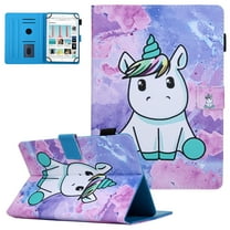 Universal 7.0" Tablet Case, Allytech Slim-Fit PU Leather Multi-Angle Stand Folio Cover Fit All 6.5-7.5 inch Tablet (Kindle Oasis, Fire 7, Onn 7, RCA Voyager, Lenovo, Google),Unicorn