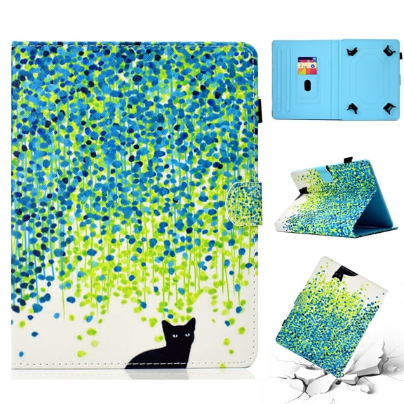 Universal 7.5-8.5 inch Tablet Case, Allytech Slim Folio Stand Cover for iPad mini 1 2 3 4,Galaxy Tab A 8.0 T380 T387/ Tab E 8.0 T377,Fire HD 8, Nextbook,RCA,iView,Dragon Touch,NeuTab,Black Cat