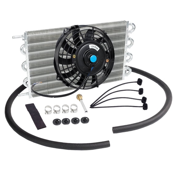 Universal 7" Electric Cooling Slim Pull Fan with 15-1/2" Aluminum Transmission Oil Cooling Radiator Kit
