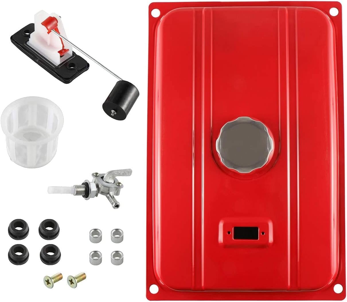 Universal 7 Gallon Generator Gas Fuel Tank fit for Honda EC6500,for Predator 8750,for Champion \u0026 More Durable Metal Construction with Chrome Cap, Filter \u0026 Petcock