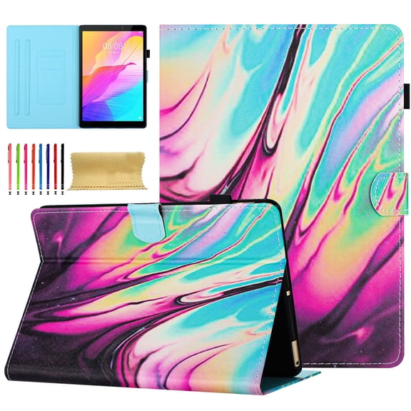 for Universal 7 Inch Android Tablet/Galaxy Tab A 7-Inch SM-T280 /Galaxy Tab 4 7" T230 /Onn 7 Inch Case, Pattern PU Leather Folio Case with Pen Holder, Magnetic Stand Cover with Card Slots, Rose Blue