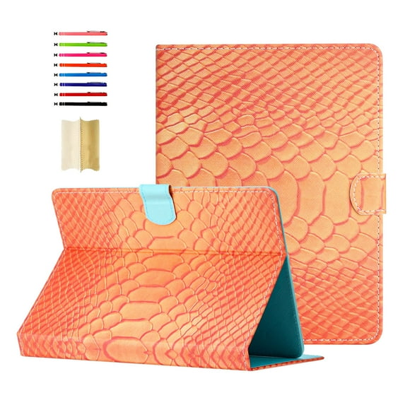 for Universal 7 Inch Android Tablet/Galaxy Tab A 7-Inch SM-T280 /Galaxy Tab 4 7" T230 /Onn 7 Inch Case - Soft PU Leather Folio Flip Cover Multiple Viewing Angles Stand Card Slots Case, Orange