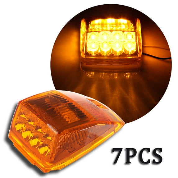 Universal 7x Amber Lens 17 LED Cab Roof Running Top Clearance Light Assembly Side Marker Light for for Kenworth for Freightliner International for Peterbilt Mack