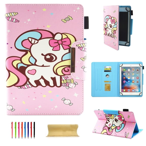 Universal 8.0 inch tablet Case, Dteck Folio Case Protective Cover with Card Slots/Stylus holder For all 7.5" - 8.5" tablets,20# Candy Horse