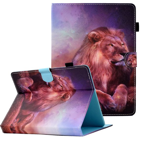 Universal 8 Inch Tablet Case with Card Holder, Allytech Folio Stand Wallet Pen Holder Case for Galaxy Tab A 8/Tab S2 8.0/ Tab E 8.0/ Onn 8 inch tablet/ Voyager 7 and 7.5-8.5" Tablet, Big Lion