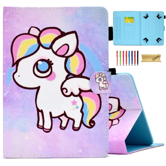 Universal 8 Inch Tablet Case, Dteck Portable Protective Folio Stand Case for 7.5 -8.5 Inch Tablet, Cute Pattern Kids Case for Samsung Tab A 8.0/Fire HD 8/iPad mini/Lenovo M8/8" Tablet,Colorful Pony