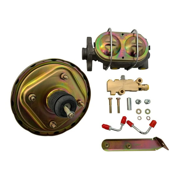Universal 8" Single Zinc Power Brake Booster & W/ 1" Bore Bail Top Master Cylinder Disc Disc Proportioning Prop Valve Kits w/Cast Iron