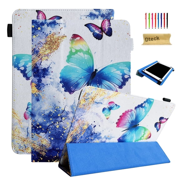 Universal 8 inch Tablet Case, Dteck Slim Folio Flip Protective Case Cover with Tri Fold Stand for iPad mini/Samsung Tab A 8.0/Onn 8.0/Lenovo Tab M8 all 7.5-8.5 inch Tablet,Marble Butterfly
