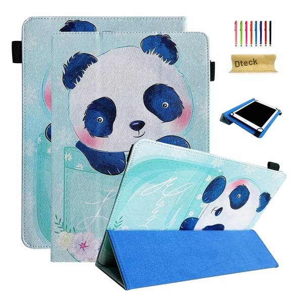 Universal 8 inch Tablet Case, Dteck Slim Folio Flip Protective Case Cover with Tri Fold Stand for iPad mini/Samsung Tab A 8.0/Onn 8.0/Lenovo Tab M8 all 7.5-8.5 inch Tablet,Panda in Cup