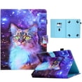 thumbnail image 1 of Universal 8 inch Tablet Case, Slim Folio Protective Case Cover with Kickstand for iPad mini/Samsung Tab A 8.0/Onn 8.0/Lenovo Tab M8 all 7.5-8.5 inch Tablet, Purple Cat, 1 of 7