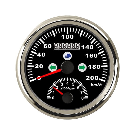 Universal 85mm GPS Speedometer With Tachometer 2 In 1 0-200km/h 0-8000RPM Turn Light Red Backlight 12V ,Easy to Install