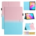 thumbnail image 1 of for Universal 9.5-10.5 Inch, Gradient Color PU Leather Folio Stand Wallet with Card Pockets Soft TPU Shockproof Cover for iPad / Samsung / Amazon Kindle / Lenovo / Onn, Pink+Blue, 1 of 11