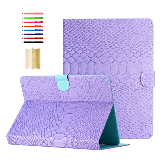 for Universal 9.5-10.5 Inch tablet Case - Soft PU Leather Folio Flip Cover Multiple Viewing Angles Stand Card Slots Case for iPad/Samsung/Kindle/Huawei/Lenovo/Android 9.7 9.6 10.1 10.5", Purple