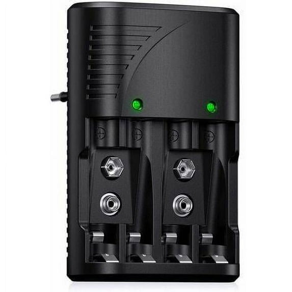 Universal AA/AAA/9V Battery Charger, Fast Charger 6802 for AA/AAA NI-MH or 9V Rechargeable Batteries with LED Indicator, 100-240V Worldwide Voltage，Superma