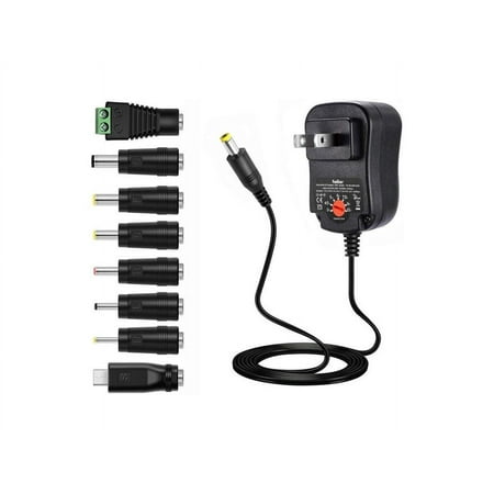Universal AC/DC Adapter 30W Switching Power Supply 3V to 12V W/USB Port & 8 Selectable 8 Adapter Plugs for Household Electronics LED Strips Tablets Webcams Speakers USB Hubs and More