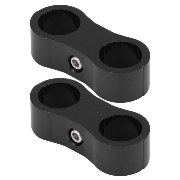 Universal AN6 Braided Fuel Line Hose Separator Clamp Fitting Adapter Bracket Black 2 Pack
