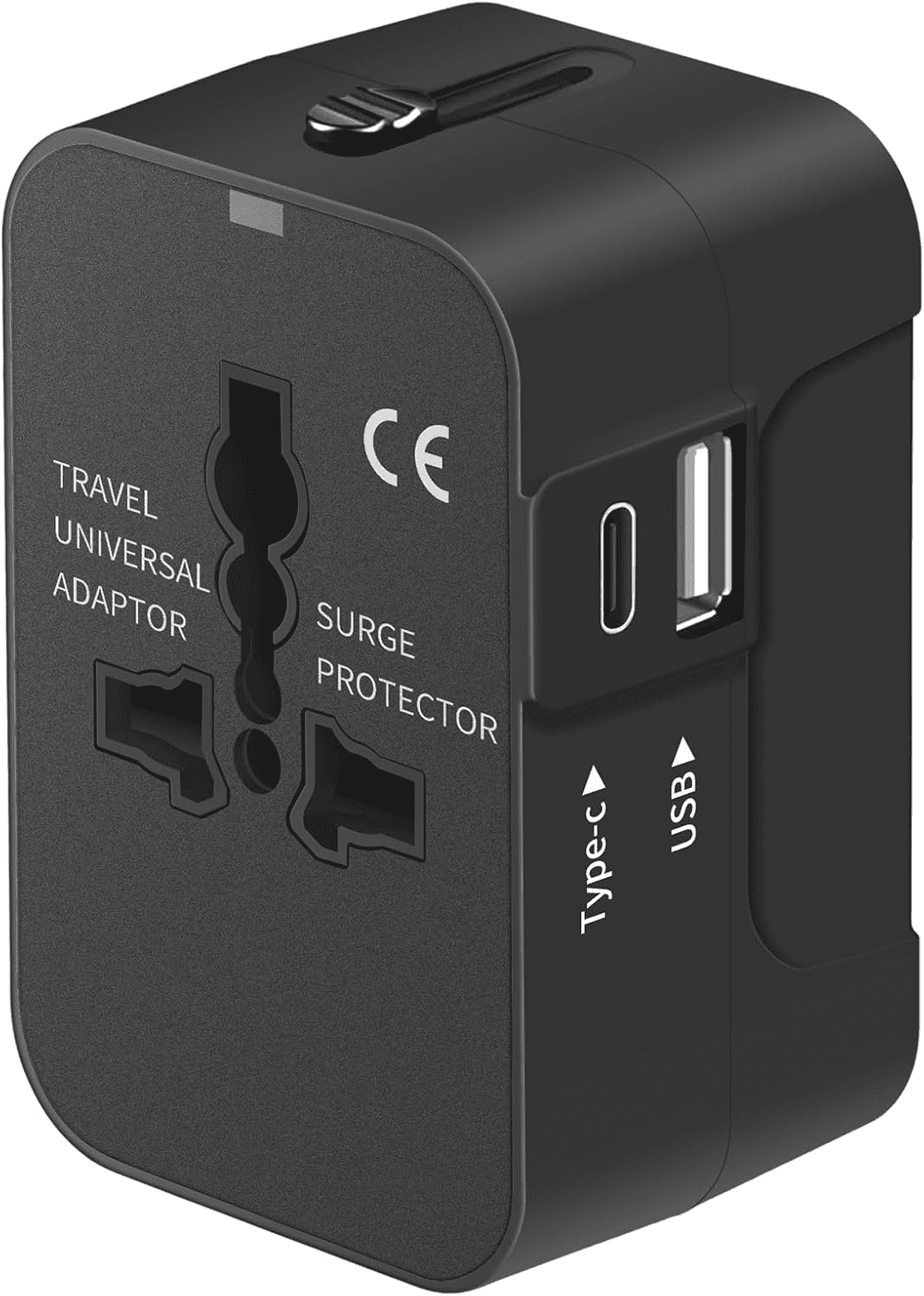 Universal Travel Adapter , Universal All in One Worldwide Adapter Power Converters Wall Charger AC Power Plug Adapter with USB-C and USB-A  Charging Ports for USA EU UK AUS Black