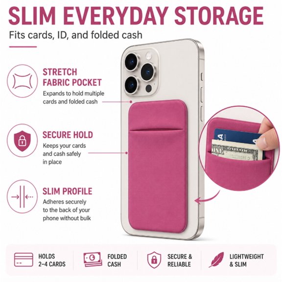 Universal Adhesive Cell Phone Pocket - Stick-On Wallet Card Holder Pouch Case for All Smartphones TIKA
