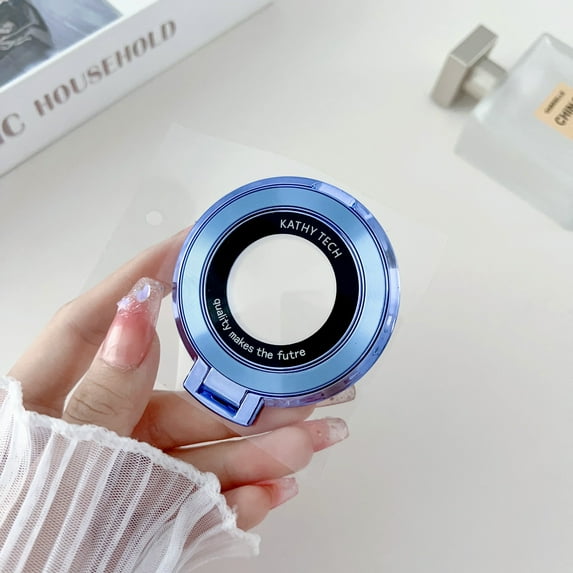 Universal Adhesive Magnetic Phone Ring Holder,Magnifier Design Strong Magnetic Finger Holder Phone Grip Kickstand Function, for iPhone/Samsung/Google/Motorola, Blue
