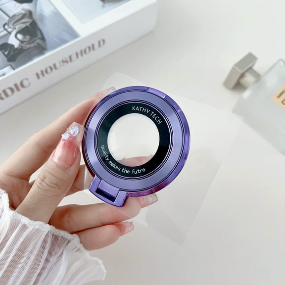 Universal Adhesive Magnetic Phone Ring Holder,Magnifier Design Strong Magnetic Finger Holder Phone Grip Kickstand Function, for iPhone/Samsung/Google/Motorola, Purple