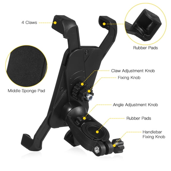Universal Adjustable Bike Phone Mount 360 Degree Rotation Bicycle Handlebar Bracket Holder for Electric Scooter Mountain MTB E-Bike (Fits 4.5 to 7.1 inches / 11.4 to 18.0 cm Phones)