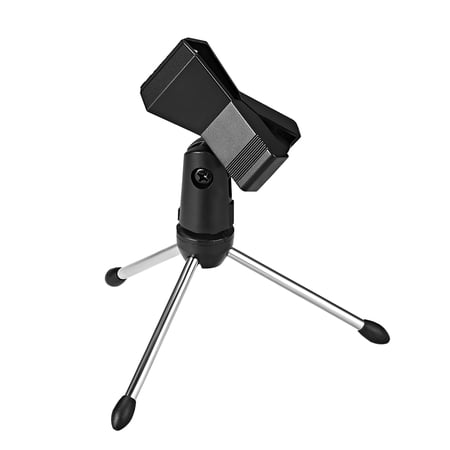 Universal Adjustable Desktop Microphone Stand Tripod Foldable Tabletop Stand Holder with Microphone Clip