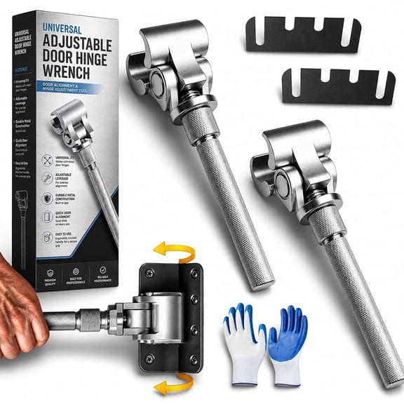 Universal Adjustable Door Hinge Wrench, 2027 Professional Door Hinge Adjustment Tool, Stainless Steel Rust-Proof Gap Adjusting Wrench, Universal Fit for Interior & Exterior Doors, 2pc