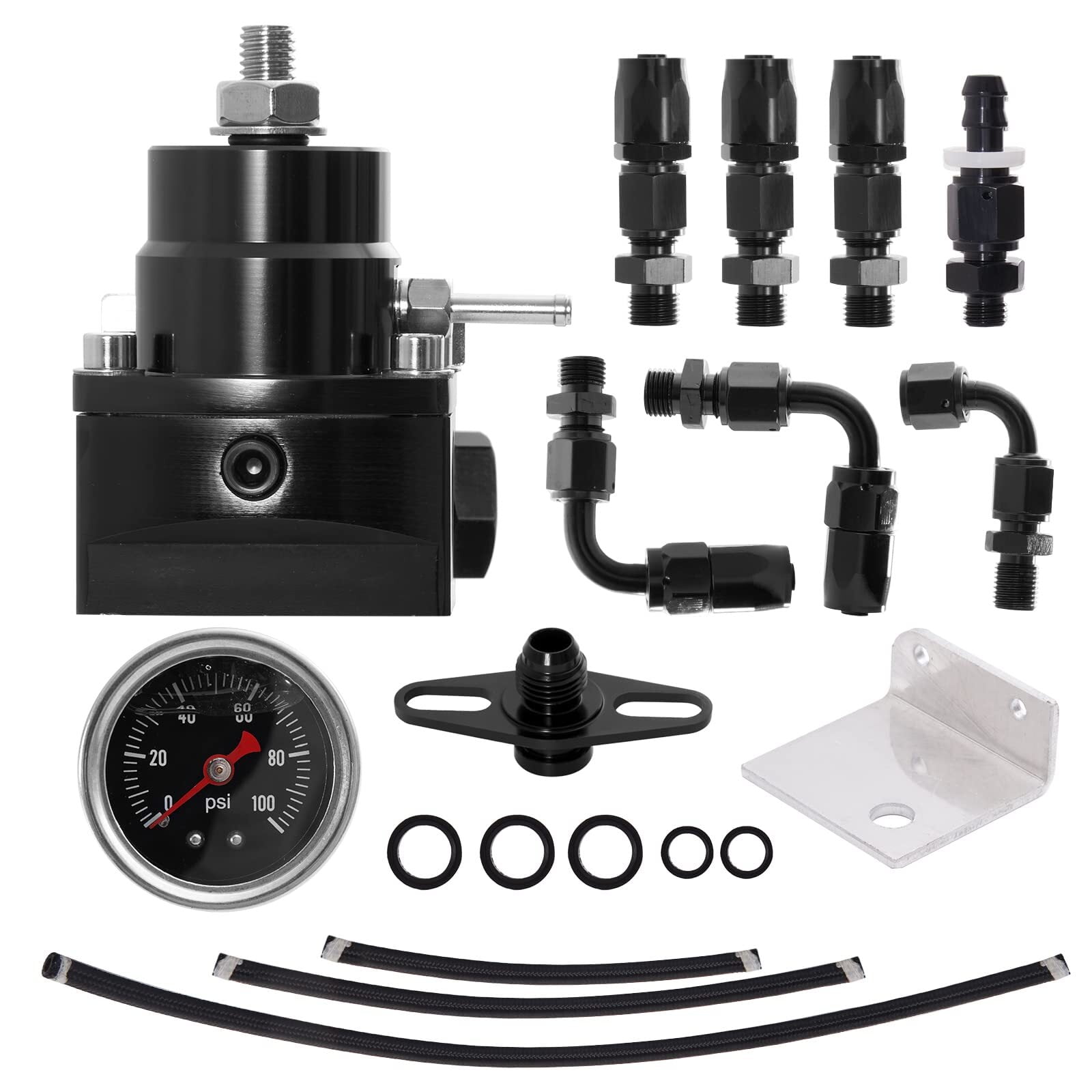 Universal Adjustable EFI Fuel Pressure Regulator Kit with 0100psi