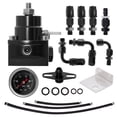 thumbnail image 1 of Universal Adjustable EFI Fuel Pressure Regulator Kit with 0-100psi Gauge AN6-6AN Fuel Line Hose Fitting Connectors Kit Black, 1 of 7