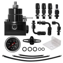 Universal Adjustable EFI Fuel Pressure Regulator Kit with 0-100psi Gauge AN6-6AN Fuel Line Hose Fitting Connectors Kit Black