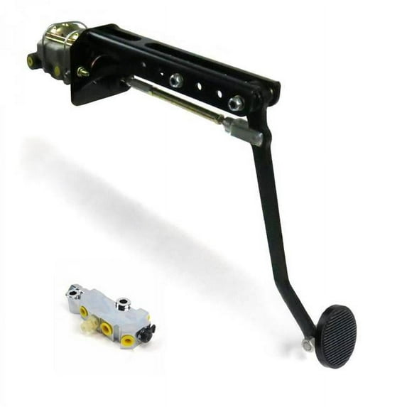 Universal Adjustable FW Manual Brake Pedal kit with Disc & Drum 3 in. Black Pad