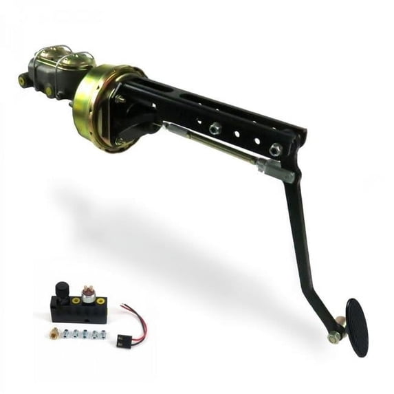 Universal Adjustable Firewall 9 in. Single Brake Pedal Kit Adjustable Disc & Disc Small Oval Black Pad
