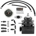 thumbnail image 1 of Universal Adjustable Fuel Pressure Regulator Kit with 0-100 Psi Pressure Gauge AN-6 Fuel Line Hose Fitting Connectors Kit Black, 1 of 5