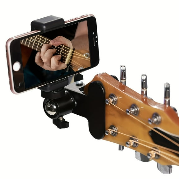 Universal Adjustable Guitar Headphone Holder, ABS Material, 360-Degree Rotation, Mobile Phone Stand for Live Streaming, Broadcasting, Music Recording, Desktop Support Bracket