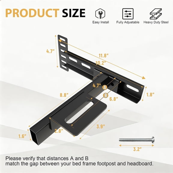 Universal Adjustable Headboard  for Metal Bed Frame with Footboard Extension Kit, Matte Black, Fits Twin Full Queen King