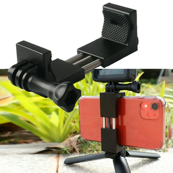 Universal Adjustable Mobile Phone Clip Bracket with 1/4 Screw Adapter Tripod Holder Mount Compatible with 4.5-6.8 inch Mobile Phone