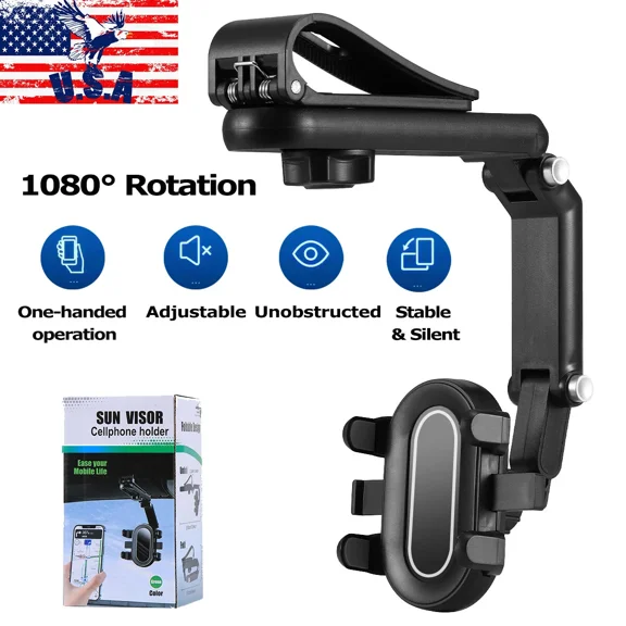 Universal Adjustable Mobile Phone Holder Clip On Car Sunshade Bracket Anti Shake