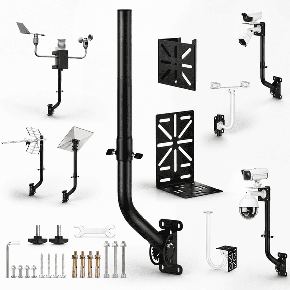 Universal Adjustable Outdoor Antenna Mounting Pole Heavy-duty J-shaped Bracket