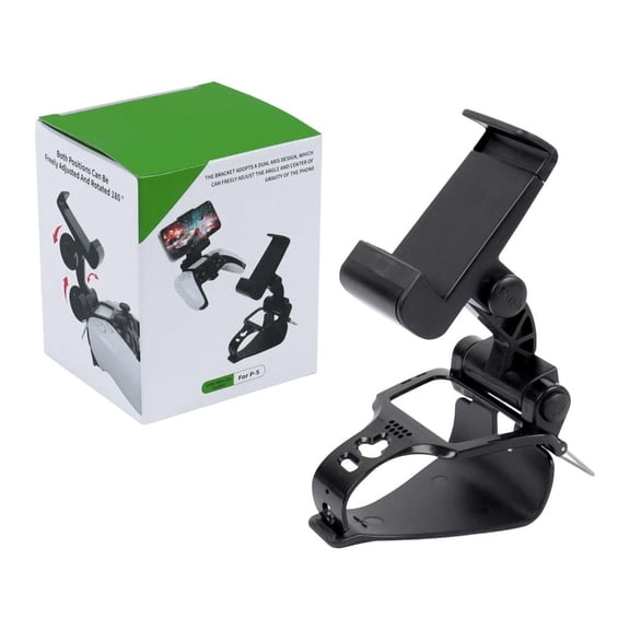 Universal Adjustable Phone Mount Clip with 180° Rotation & Metal Stand Mobile Gaming Grip Brackets for P4 P5 Controller