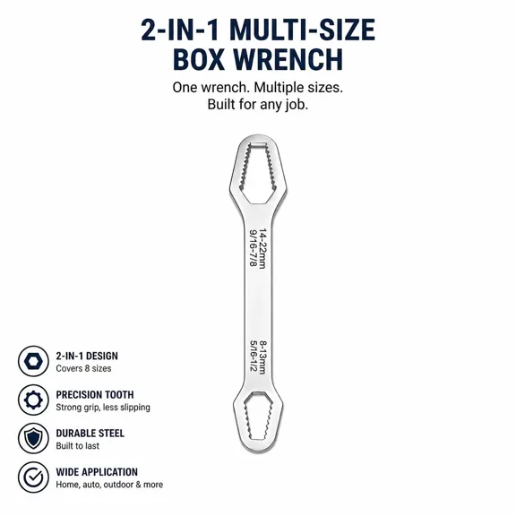 Universal Adjustable Socket Wrench 822mm, 2-in-1 Multi-Size Box Spanner Tool, Self-Adjusting Grip Wrench for Rusted Nuts & Bolts, Automotive Repair, Car Maintenance, DIY Home Improvement