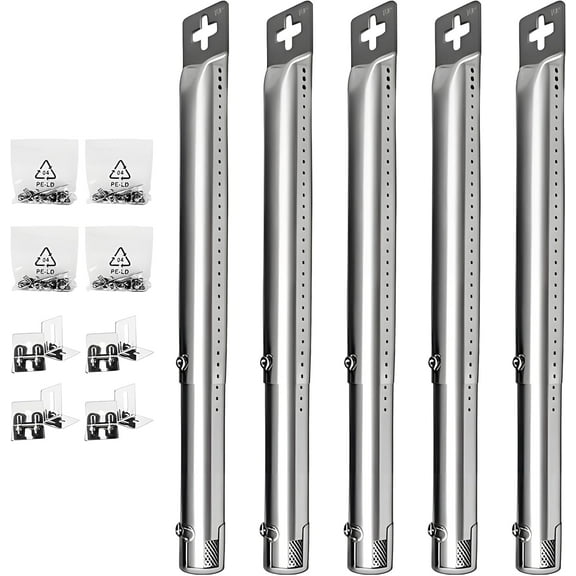 Universal Adjustable Stainless Steel Burners (12 inches to 17.5 inches) for Gas Grills from Weber, DynaGlo, Nexgrill, Brinkmann, Master Forge and Others (5-Pack)