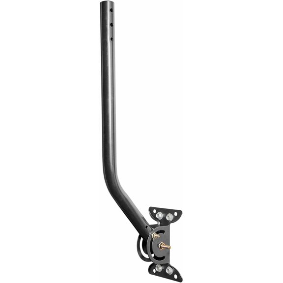 Universal Adjustable TV Antenna Mount, Steel J-Mount for Attic Outdoor Roof Wall Installation, Weatherproof Mast Pole, Mounting Bracket and Hardware Included, Black, SDW1220/27