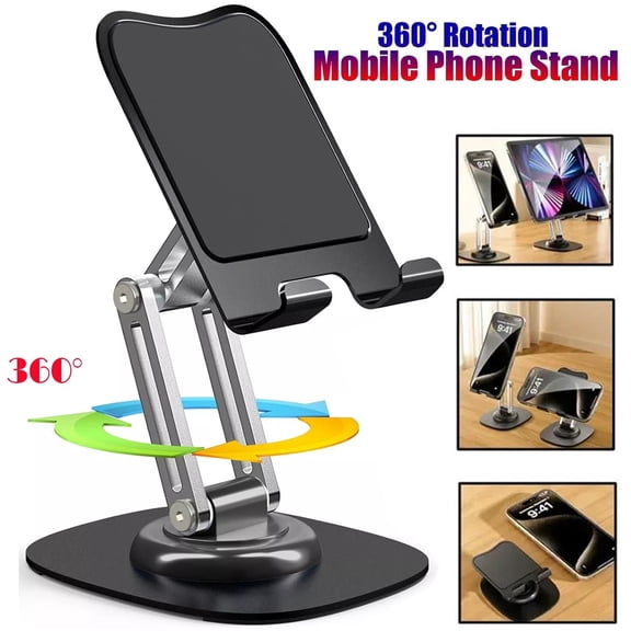 Universal Adjustable Tablet and Cell Phone Mount Stand for iPad, iPhone, Android Devices 360 Rotating Desk Holder, Flexible Desktop Mount, Compatible with All Tablets & Smartphones