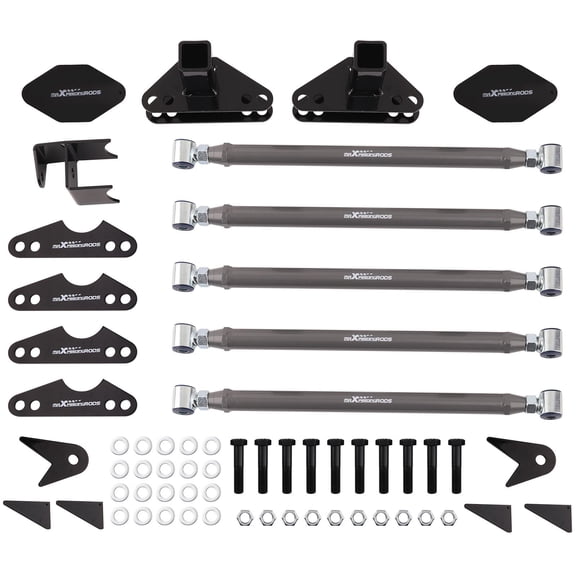 Universal Adjustable Weld-On Parallel 4 Link Suspension Kit, 24.02-24.80" Carbon Steel Rear Linkage for Classic Cars, Trucks, Air Ride, SKU 82336355, Powder Coated Finish
