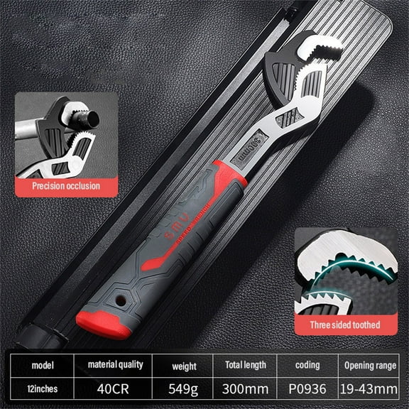 Universal Adjustable Wrench, Quick-Release Multi-Function Tool, 15-28mm Range, Self-Locking Design