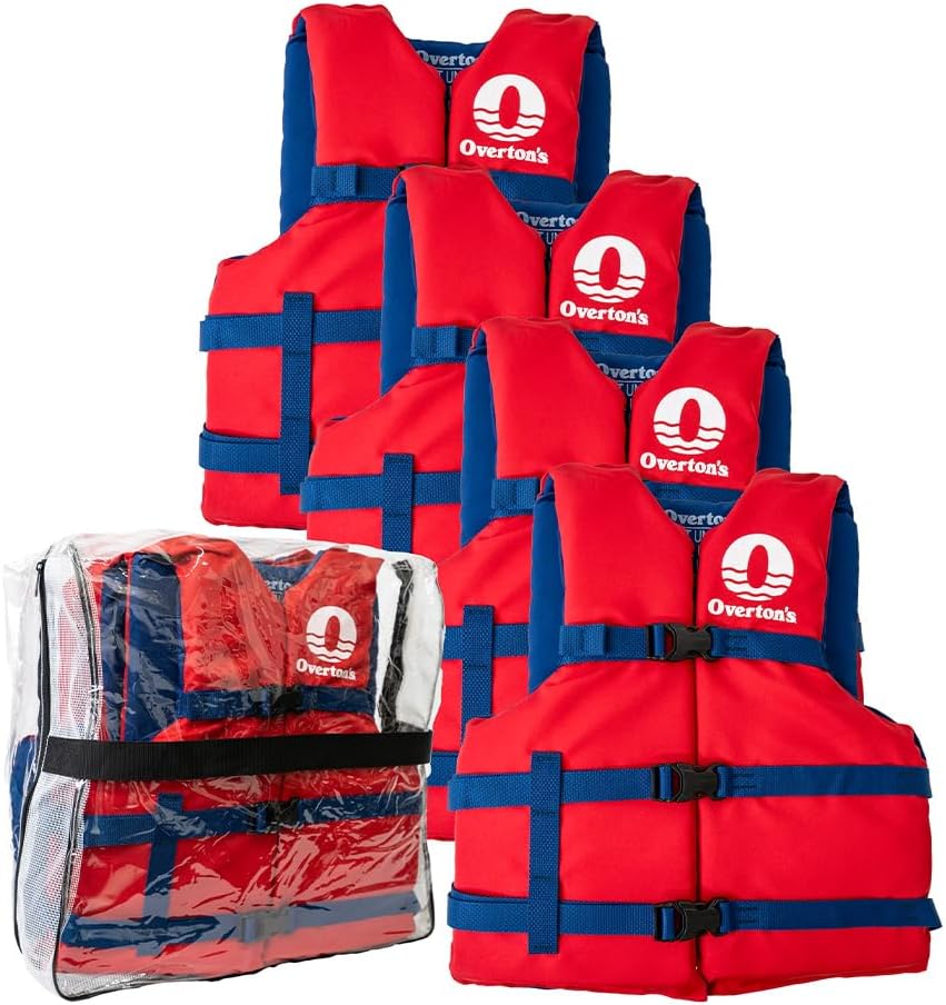Universal Adult Life Jacket Pack of 4, Nylon Shell with ClosedCell