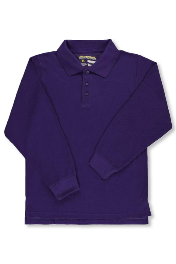 Adults' Unisex L/S Pique Polo Color: purple Size: l
