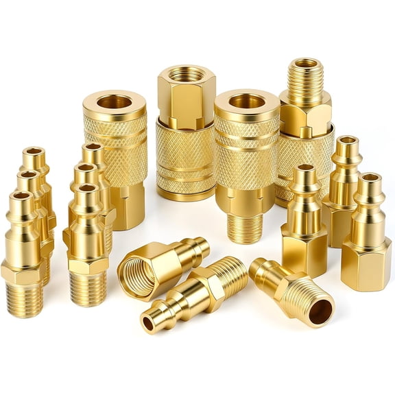 Universal Air Hose Fittings 16 Pcs 1/4" NPT Quick Connect Air Coupler & Plug Kit Industrial Pneumatic Airs Tool Adapter Accessories Airs Compressor Accessories